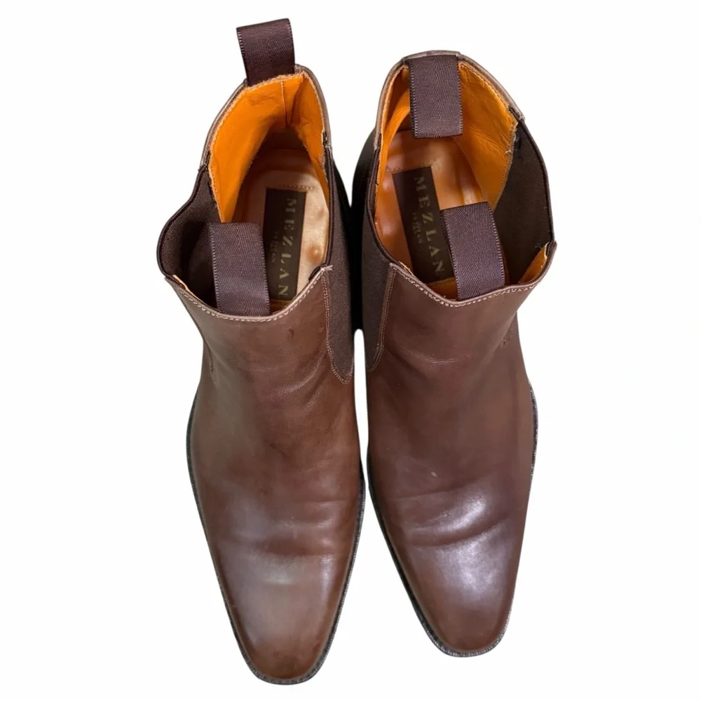 Mezlan Dark Brown Leather Ankle Boots Mens‎ 9.5